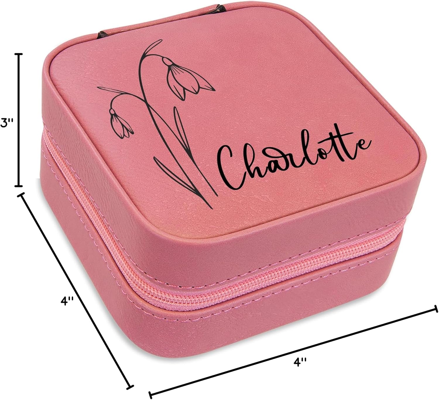Custom Jewelry Box for January Birth Month - A Personalized Box for Her - Customized Birth Month Flower Jewlry Box - Travel Jewlery Box