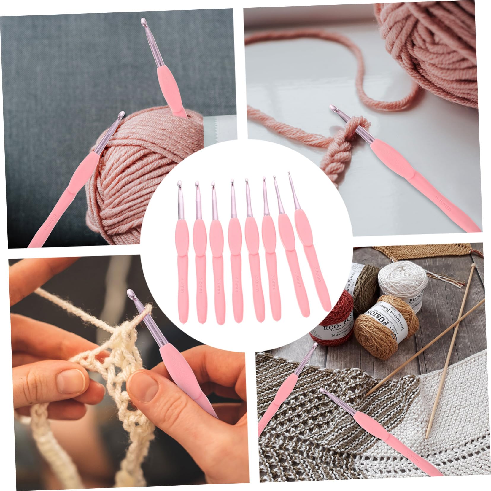 EXCEART 24pezzi Ganci Per Uncinetto Con Manico Ergonomico e Strumenti Di Lavoro Maglia Per Principianti e Fai Da Te Per Creazioni Artigianali e Lavori Di Maglieria