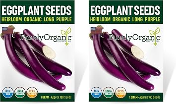 Organic Eggplant Seeds Long Purple - Approx 160 Seeds Pack of 2