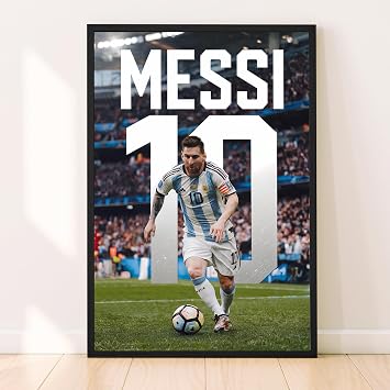 Messi Poster, Famous Soccer Player Posters, Leonel Messi Posters For Boys Bedroom, Soccer Wall Art, Gift for Fan Football, Leonel Messi Wall Art, Living Room Sport Room Gift for Fan Football- 12x18 Inches