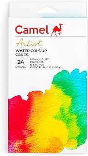 Camel Artist Water Colour Cakes 24 Assorted Shades | Rich Pigments & Vibrant Colors | Ideal for Artists & Hobbyists Price In India