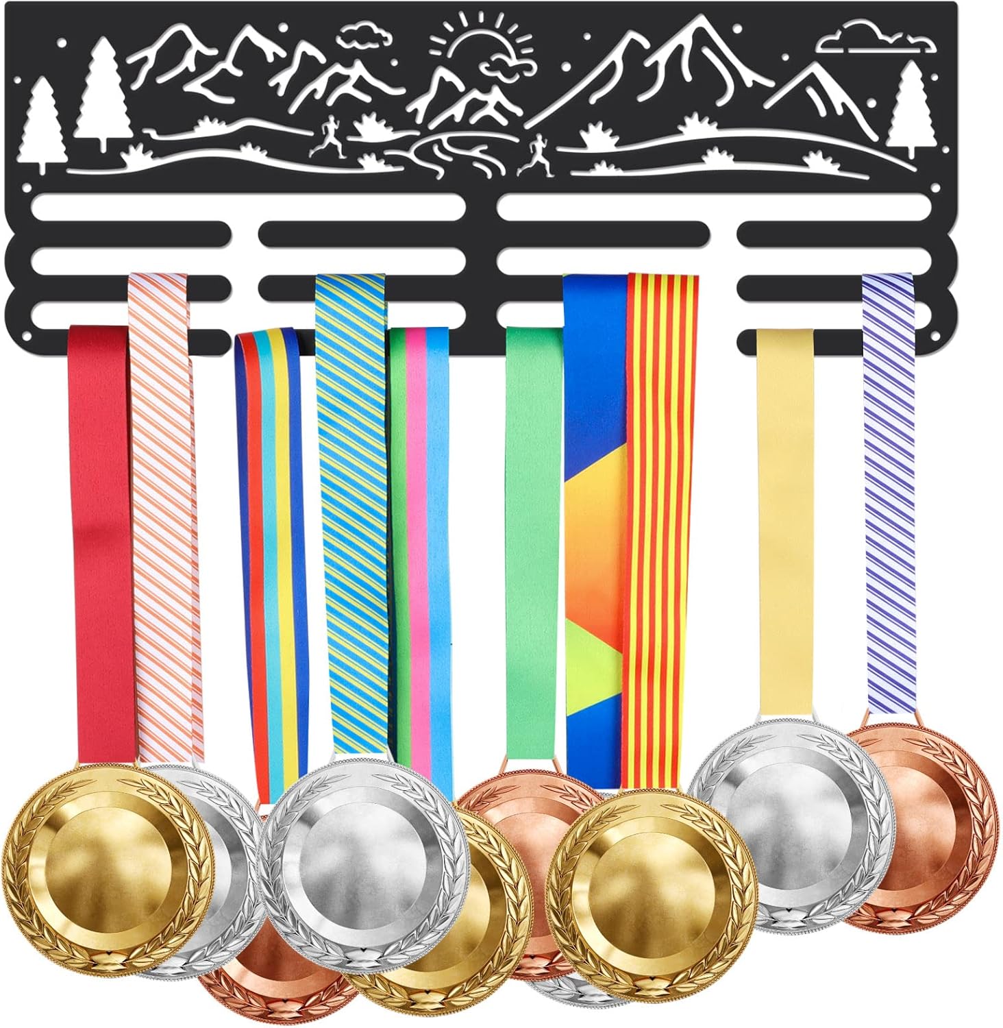 SUPERDANT Medal Hanger Sports Medals Holder Personalised Award Black Metal Rack Wall Mount Hanging Hooks Gifts for Athletes Kids