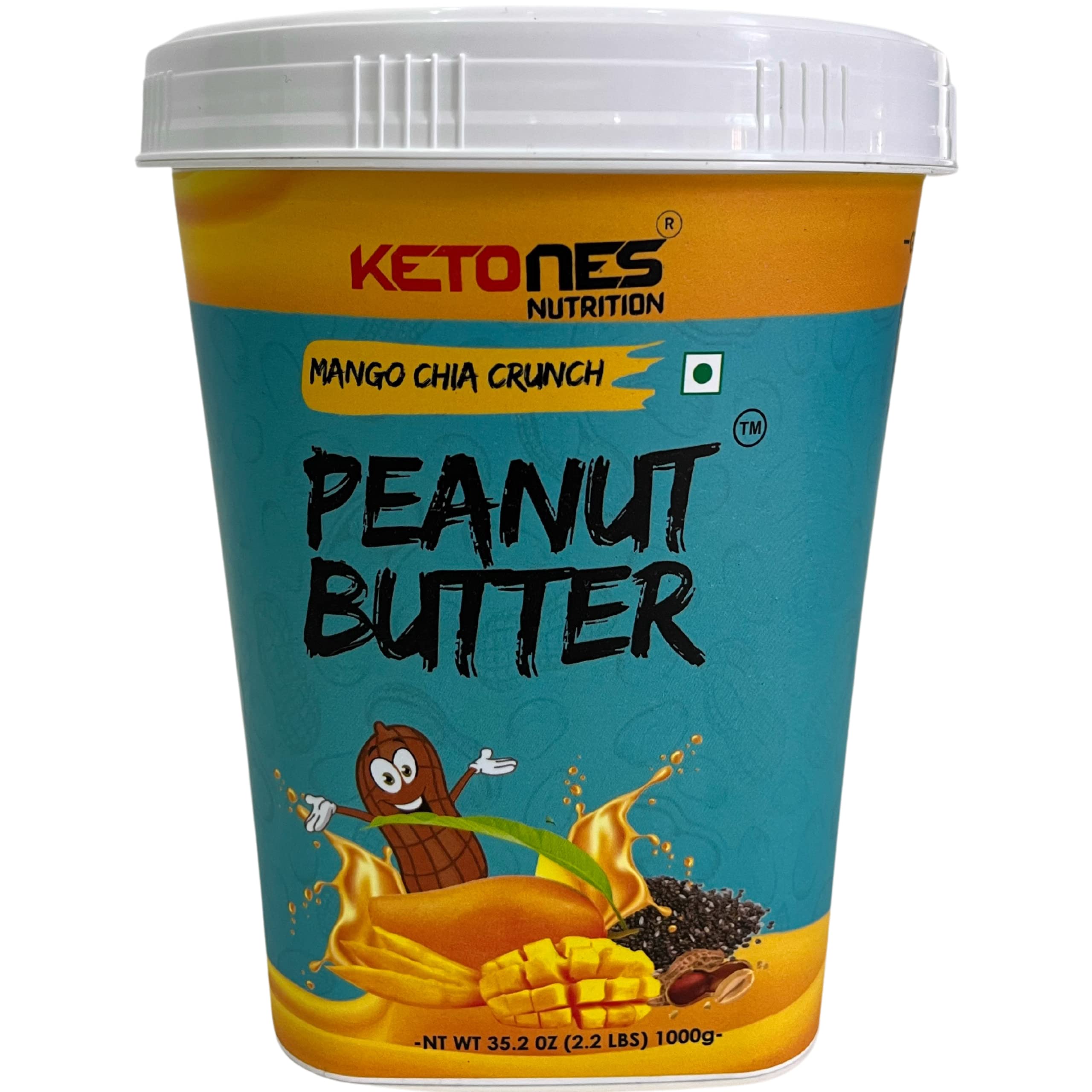 Ketones Nutrition I Peanut Butter I Rich In Fiber I Zero Cholesterol I Healthy Fats I Aids Weight Management I Zero Trans Fais I High In Protein I Keto Friendly I Healthy Snack I Build Strength & Immunity I Yummy Flavor I Meal Replacement I Gluten Free I Spread on Hread I Add to Shake I Add to Recipe I Grab & Lai I Mango Chia Crunchy I 1 KG