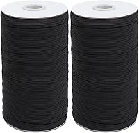 Vista 15 de Coopay Bandas elásticas planas de 40 yardas de largo, 1/2 pulgada de ancho, cuerda elástica plana para coser proyectos de bricolaje, artes y Negro