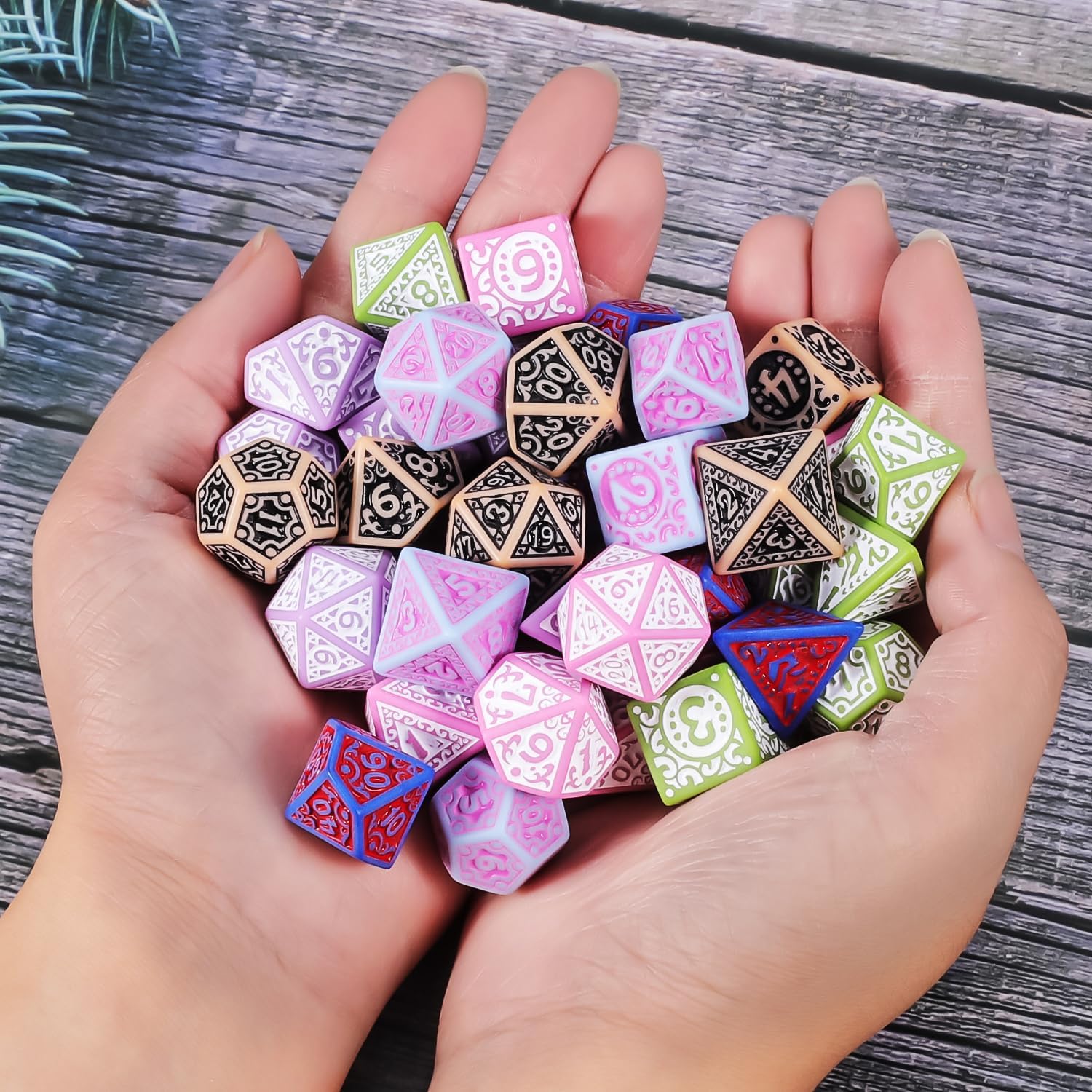 CiaraQ Polyhedral Dice Set - DND Role Playing Dice for Dungeons and Dragons RPG Table Games, Multi-Color, 42pcs