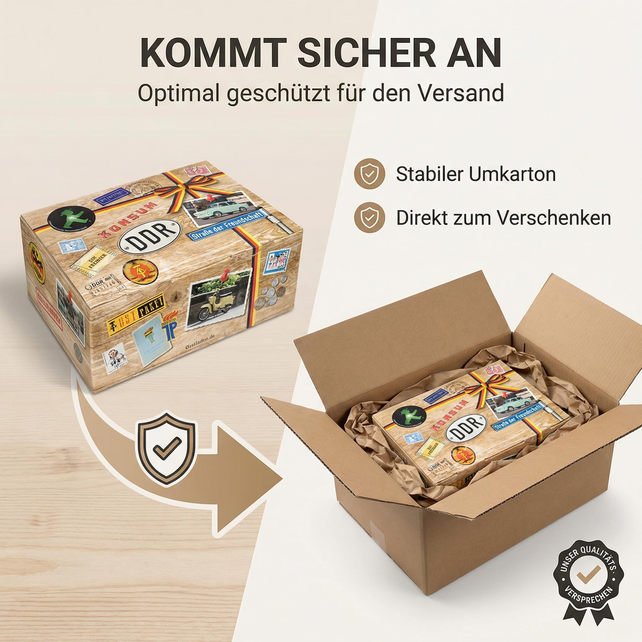 DDR Geschenkbox für Männer - Ost Waren mit Schulküche und Spezialitäten inkl. Kochbuch