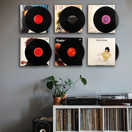 Miniatura 10 de WANLIAN Estante de vinilo negro para montaje en pared, 6 unidades, soporte de vinilo para pared, soporte de discos de acrílico para exhibir tu