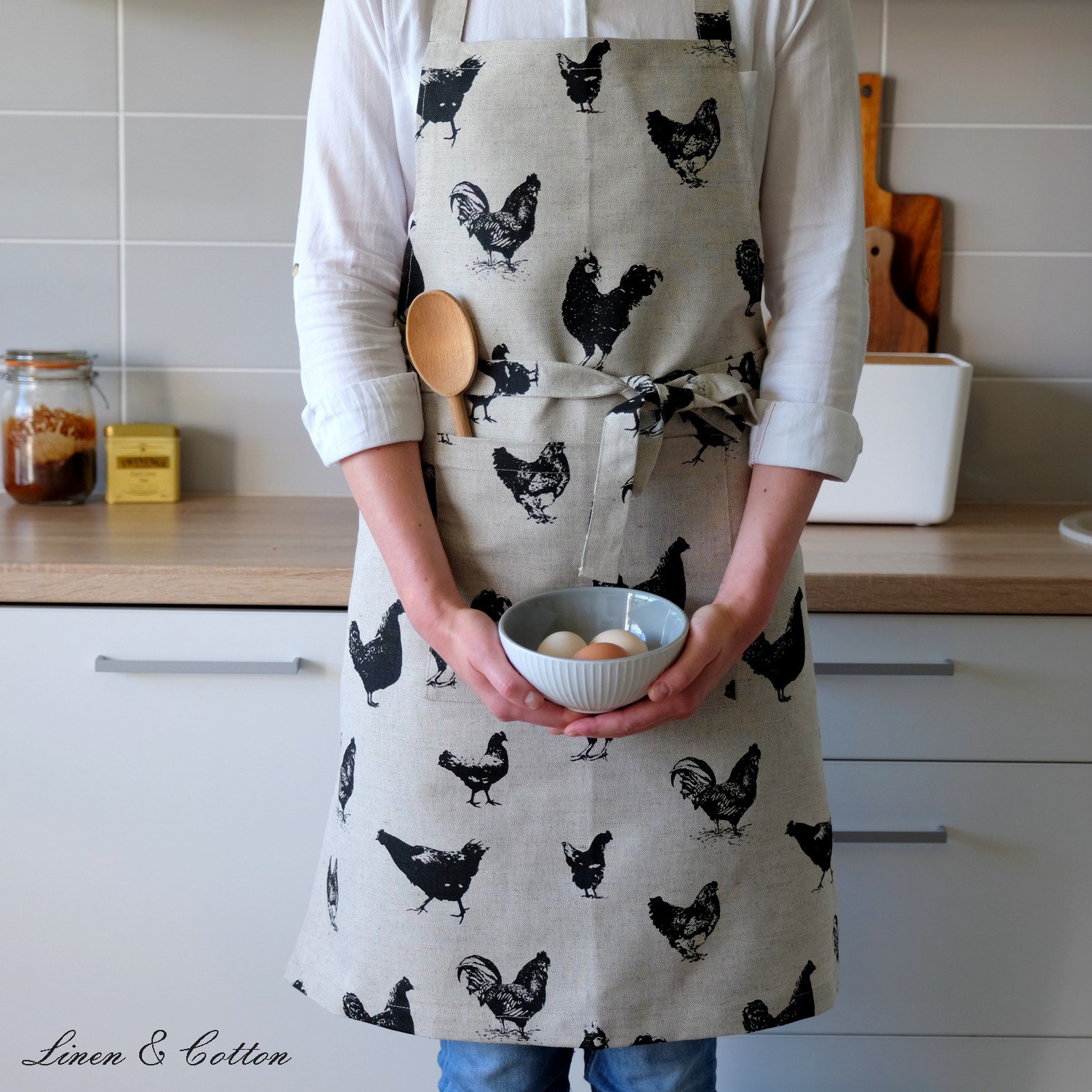 LilMents Dames taille schort met zakken retro keuken schoonmaken ruches halve schort (wit
