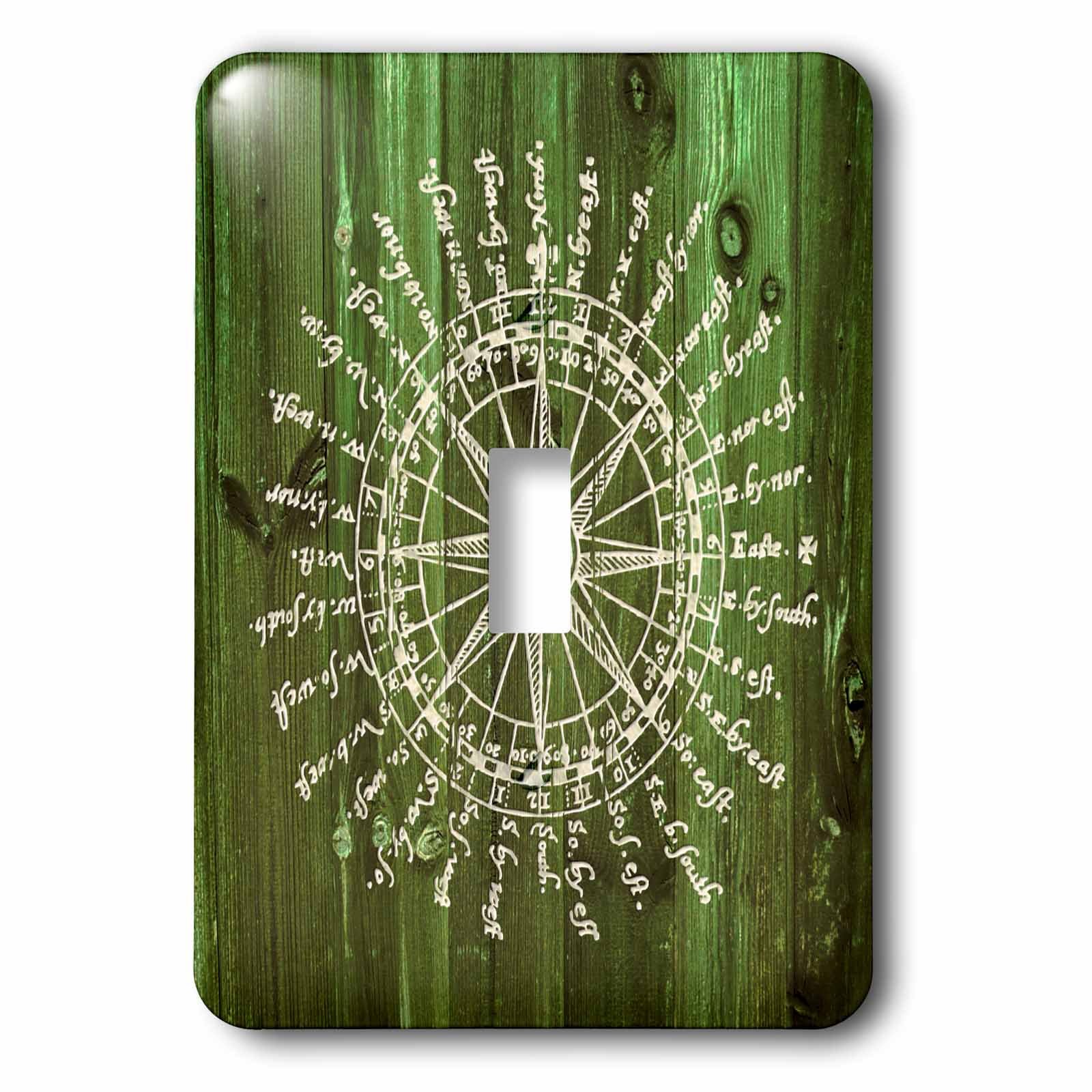 Interrupteur a baionnette boussole nautique antique vert decoration murale