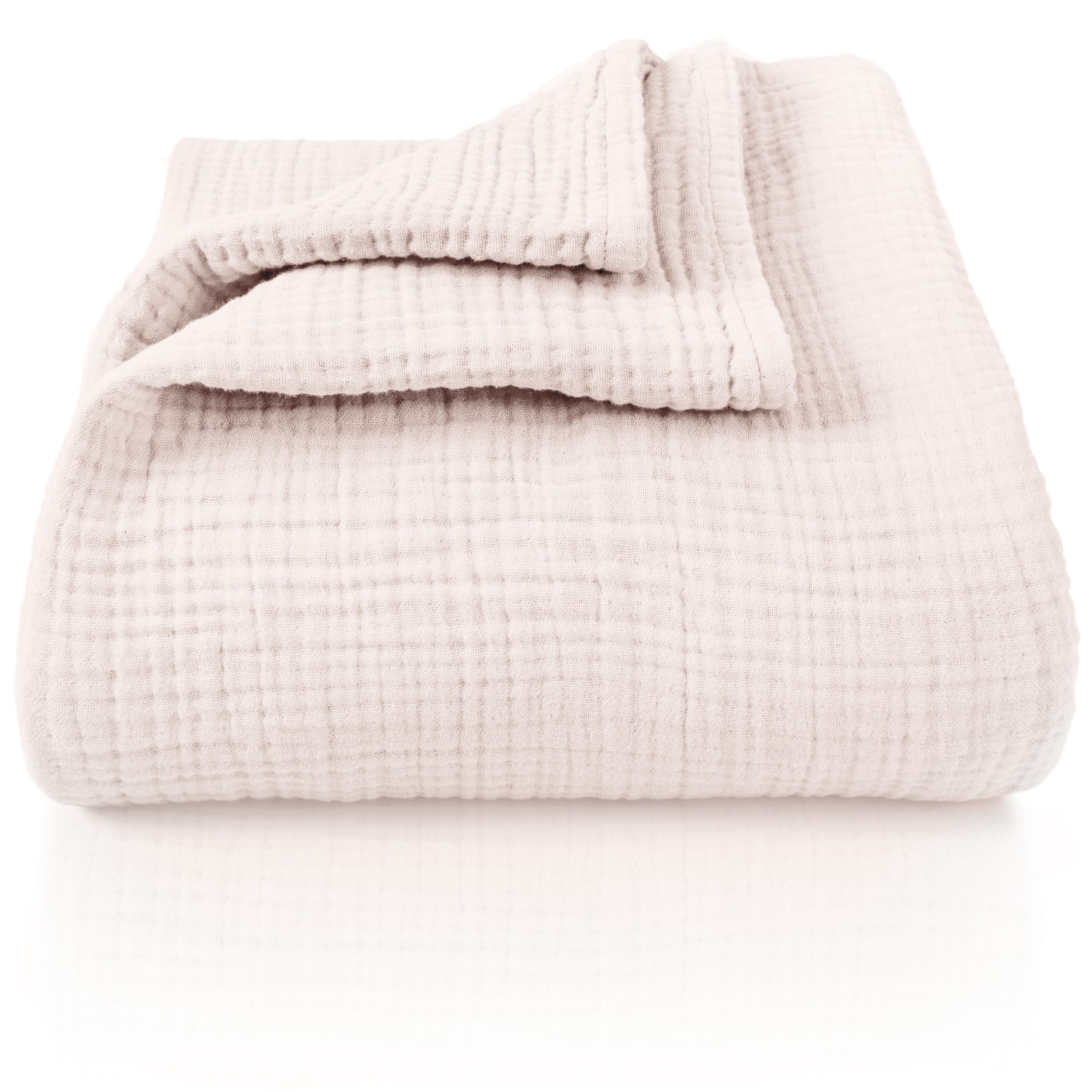 LAYNENBURG Colcha de Muselina Premium 150 x 200 cm - 100% algodón - Manta de algodón Extra Suave como Manta acogedora, Manta de Cama, Manta de sofá, Manta de sofá (Ivory-Crema)