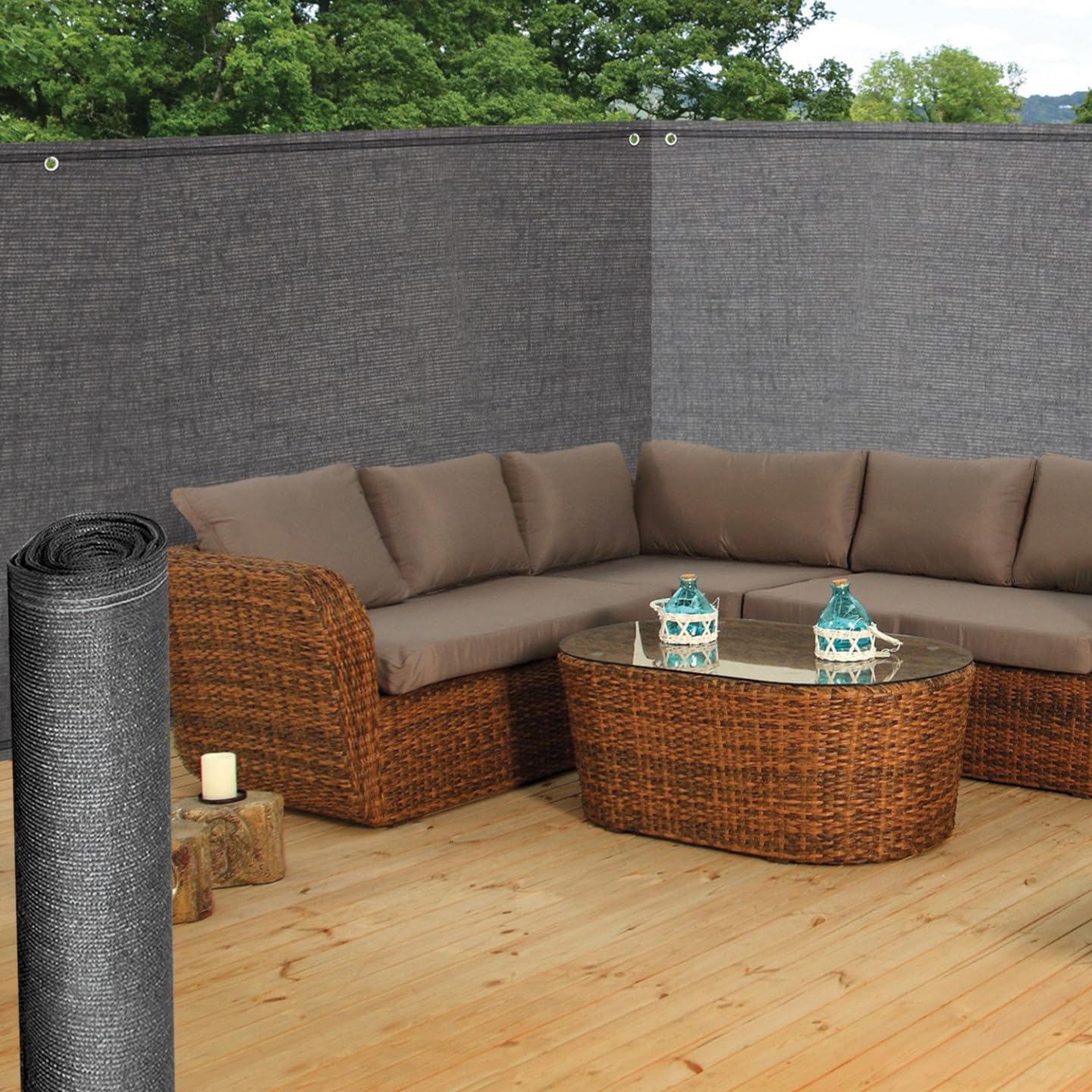 Brise Vue renforcé 1,5 x 10 M Gris 90 GR/m²