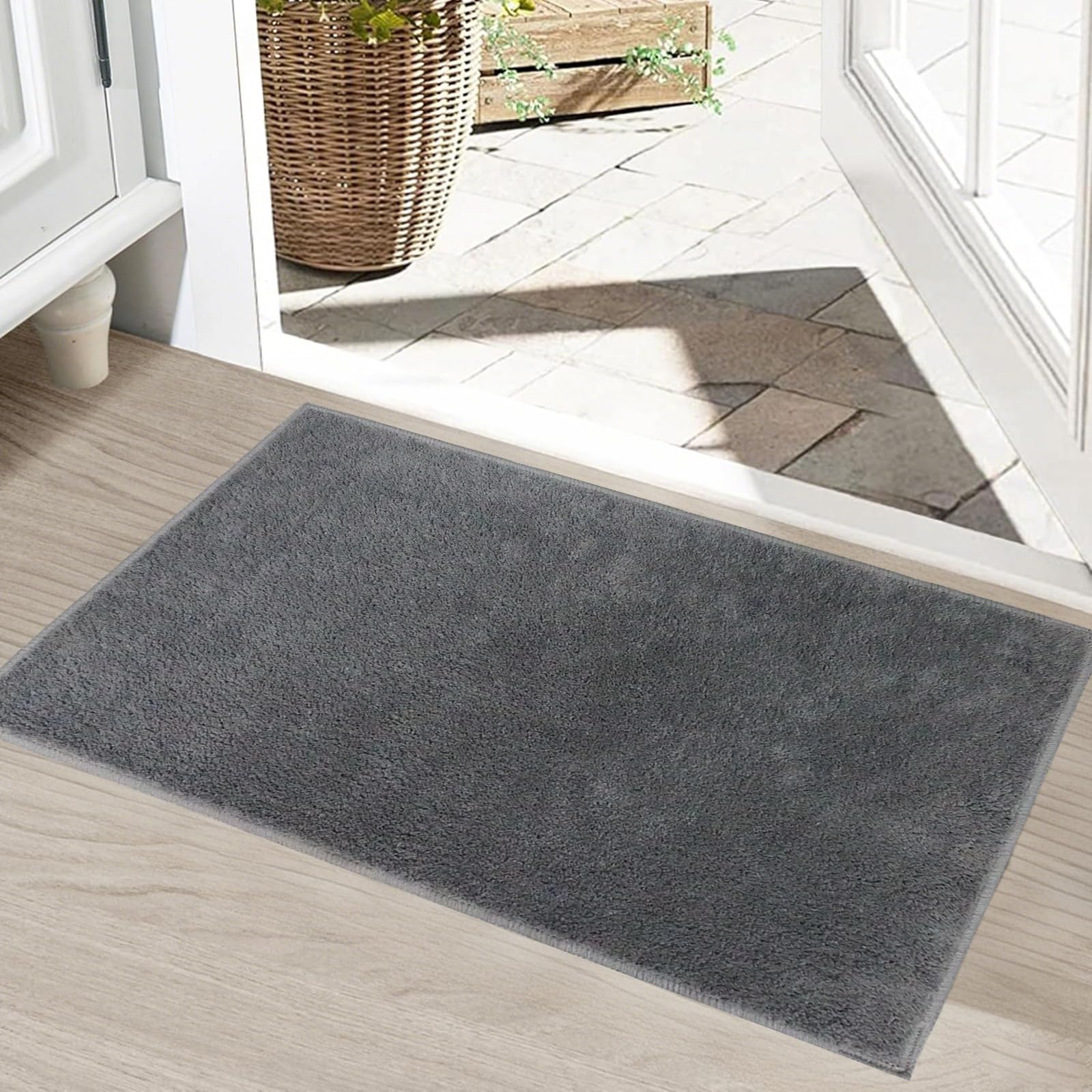 HiChiclife Fußmatte 40x60 cm Dunkelgrau – Schmutzfangmatte Waschbar rutschfest mit TPE Rückseite – Türmatte Eingang Innen – Fußabtreter für Haustür, Flur, Küche – Ideal für Haustiere & Kinder