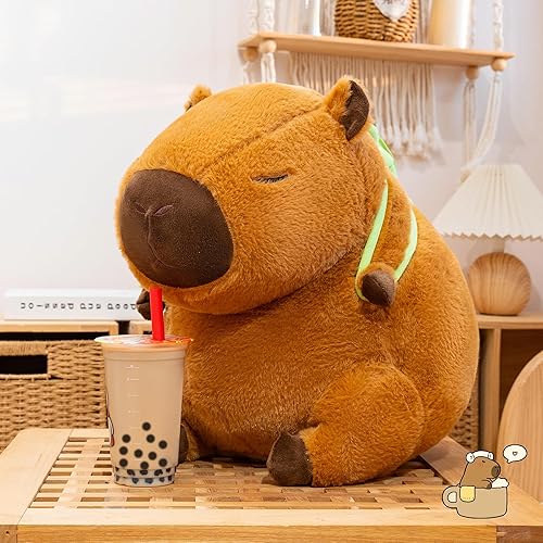 Miniatura 3 de Capybara - Juguete de peluche con mochila de tortuga, 10 pulgadas, lindo animal de peluche Kawaii Capybara, regalo suave para niños y niñas (10