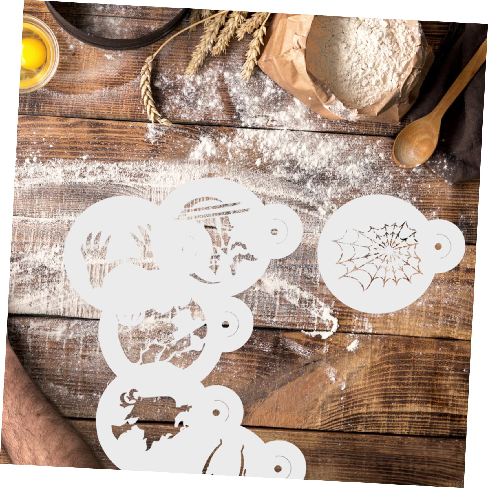 Alipis 1 Satz Halloween-pull-muster Dekorationen Ratchet -extraktor Neon Haftspray Tortendeko Halloween Kuchendeko Zeichnungsvorlagen Kaffeeblumenschablonen Plastik Weiß 12st