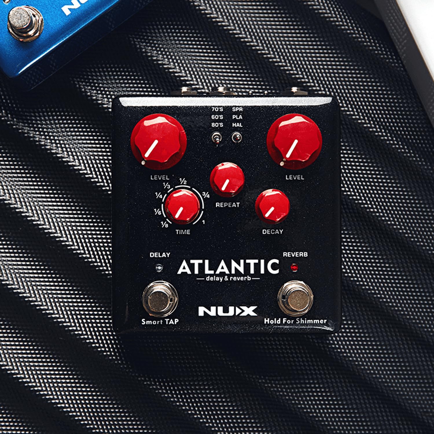 NUX NDR-5 Atlantic Delay und Reverb Pedal Effektgerät für Gitarre + keepdrum Netzteil