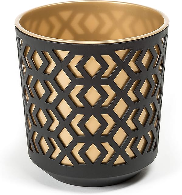 SimplyTheBest Flowerpot | Ø 14 cm H 15cm | Balcony Garden Container Bucket | Two parts | Organizer box decor | Mix! Match! Play! (Black + Gold)