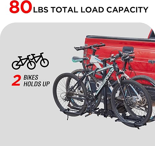 Miniatura 2 de Rockland - Portabicicletas para 2 bicicletas de neumáticos anchos 2.5", apto para vehículos con enganche receptor 1.25 y 2", soporta 80 libras,