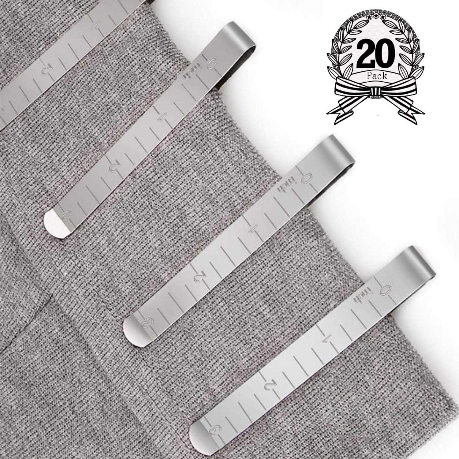 Chie no fukuroCouture Set of 4 Stainless Steel Clips Hem Clips 3" Measuring Quilting Ruler for Wonder Clips, Pinning and Marking Accessories