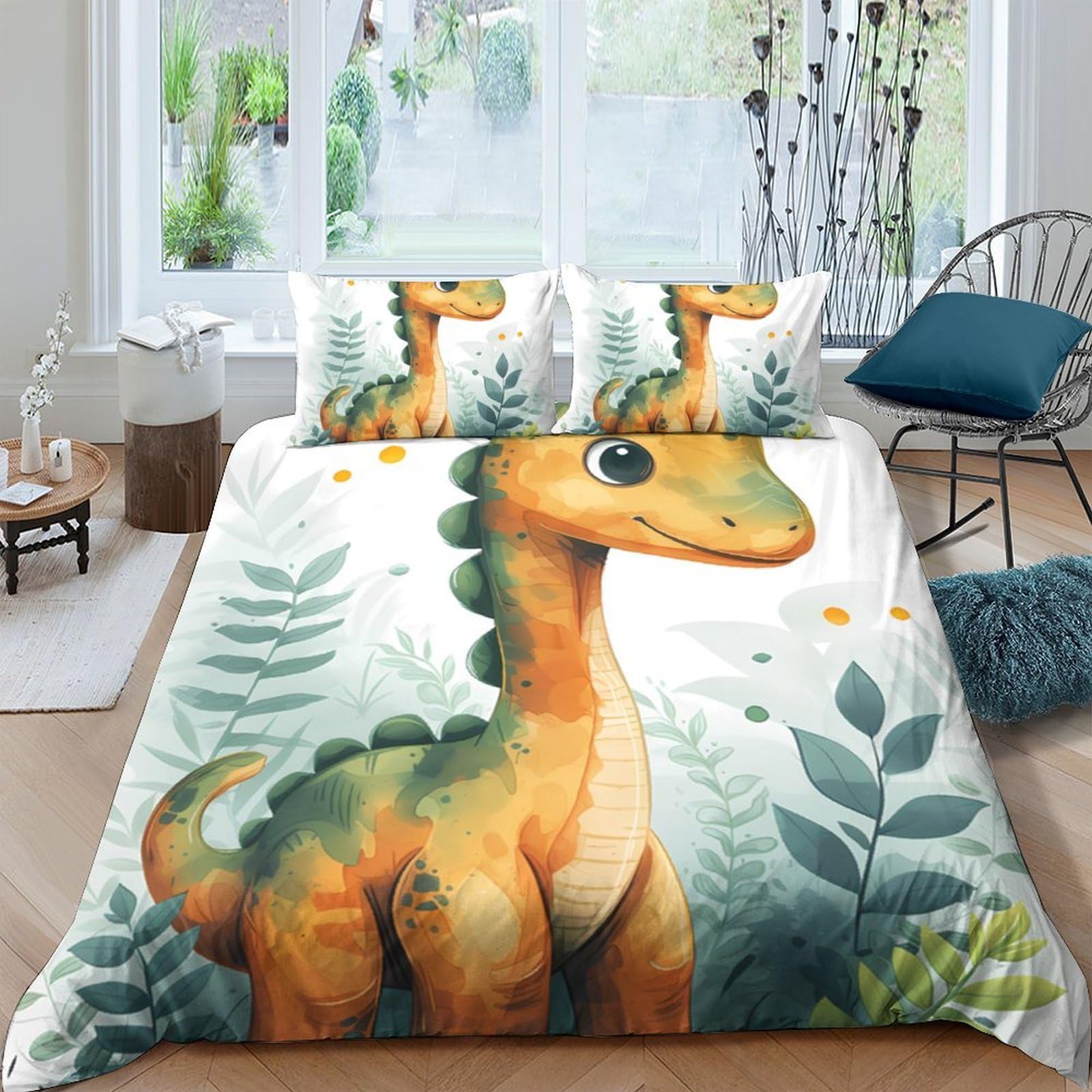 Ctjqhvkz Style-4 3D Printed Cartoon Dinosaur Fitted Sheet Microfiber Soft Non-Slip Forest Mattress Cover For Bedroom Dorm Decor Single（135X200cm）