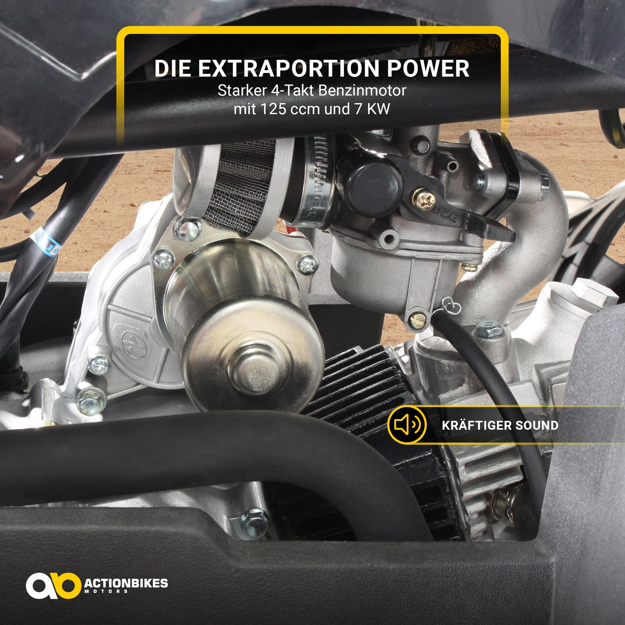 Actionbikes Motors Quad ATV S-8 Farmer 125 cc | 4-Takt 125ccm Motor bis 𝟓𝟎 km/h - Pocket Quad - Miniquad - Benzinquad - Benzin Quads - Fahrzeug für Jugendliche (Schwarz)