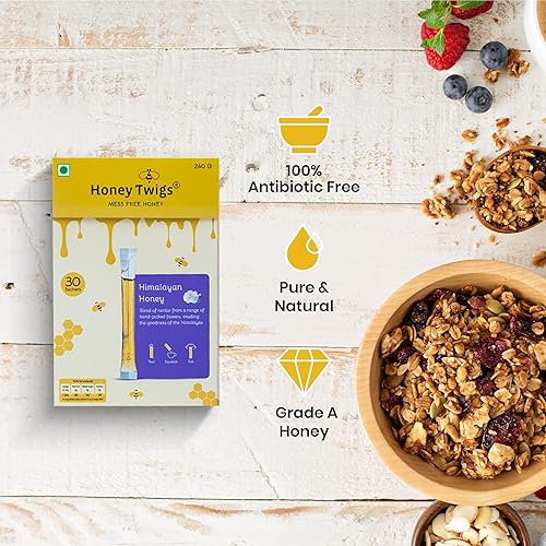 Miniatura 5 de Honey Twigs - Paquete de palitos de miel pura  Combo puro del Himalaya, canela, vainilla, limón, cúrcuma - 150 unidades (30 pajitas cada uno)  100%