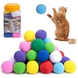 Caydo Cat Toys Balls, 20pcs 10 Colors 2.4 Inch Soft Cat Pom Pom Balls, Cats Toys for Indoor, Interactive Cat Chew Toys for Kitty Kitten
