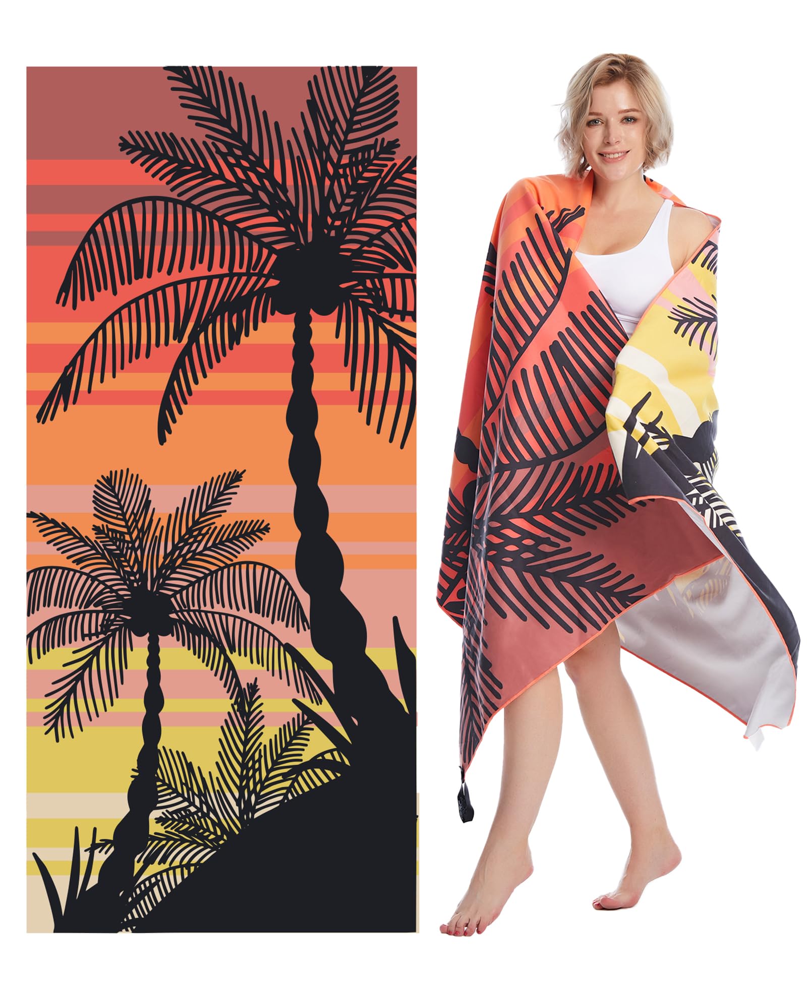 Style Slice Quick Dry Microfibre Beach Towel Palm Sunset 180x90cm
