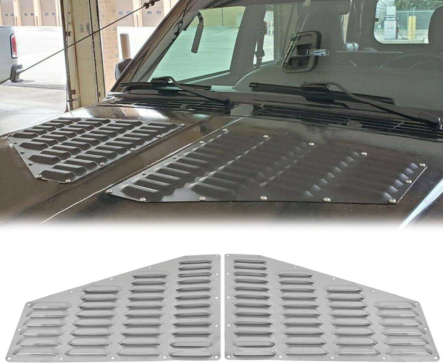 ECOTRIC Aluminum Louver Hood Vent Compatible with 1984-2001 Jeep XJ Cherokee/ 1986-1992 Jeep Comanche Cooling Panels Pair Kit Bolt On