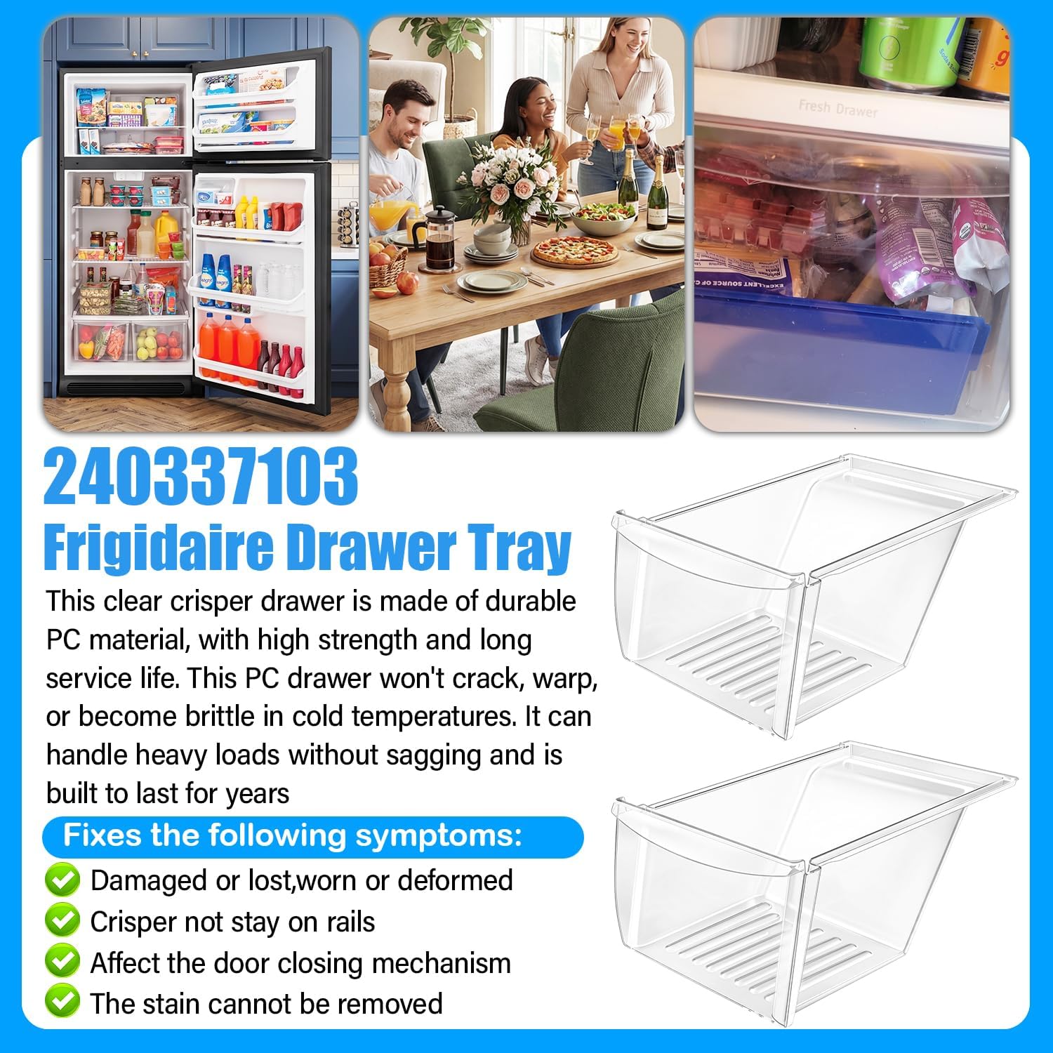 240337103 Crisper Bin Drawer For Frigidaire Crisper Drawer Replacement