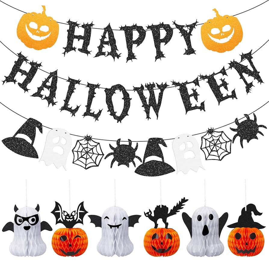 AJEYPMZ ハッピーハロウィン バナー ガーランド セット スパイ ハロウィンフラッグガーランド ハッピーハロウィンオールスター
