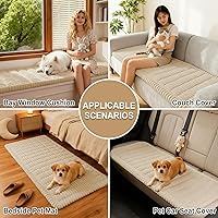 Vista 4 de hyha Funda para sofá de perros, lavable, antideslizante, mullida y apta para mascotas para sofá de 3 cojines, funda gruesa y suave, protector