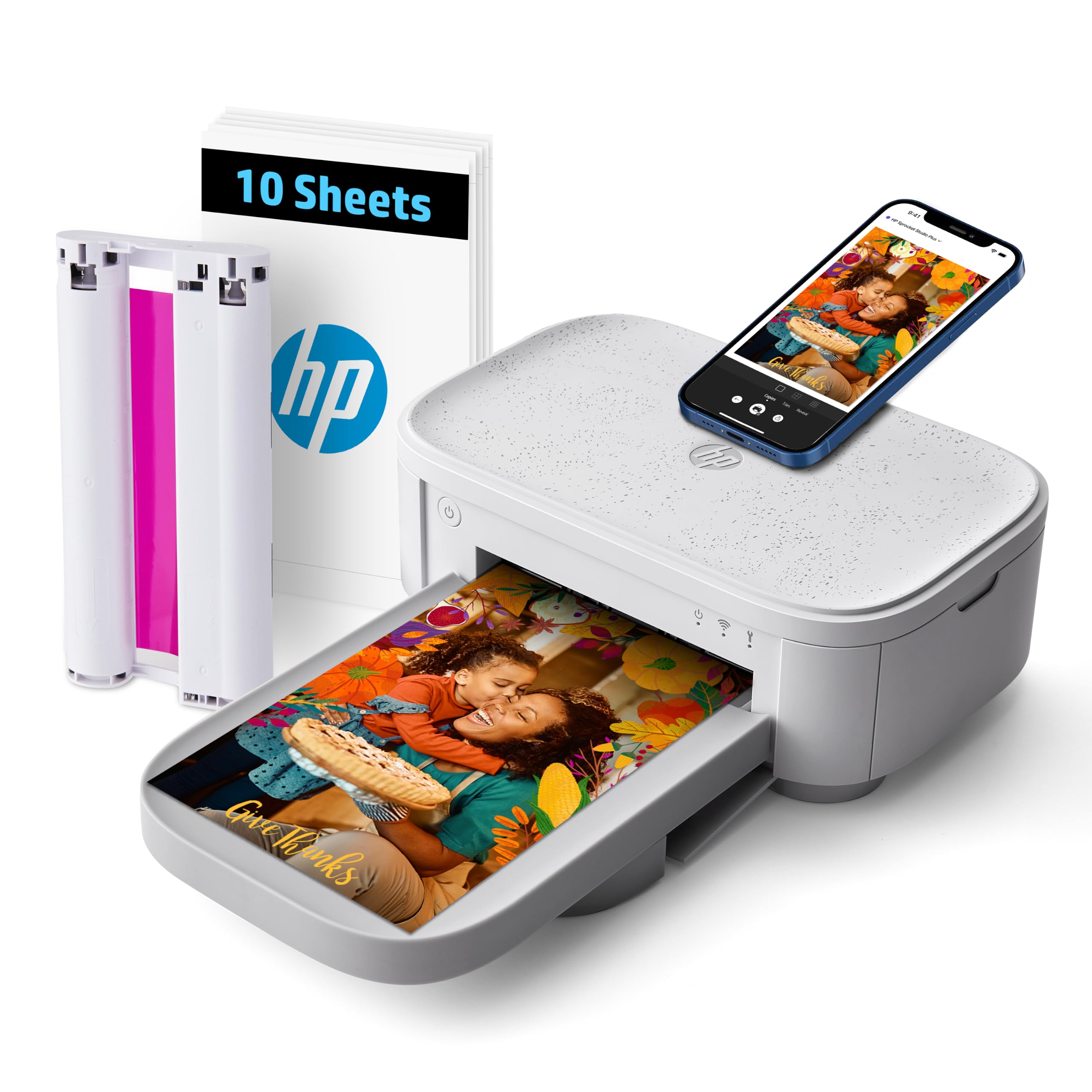 HP Sprocket Studio Plus 4x6 Wireless Instant Photo Printer — 10 Sheets + Cartridge