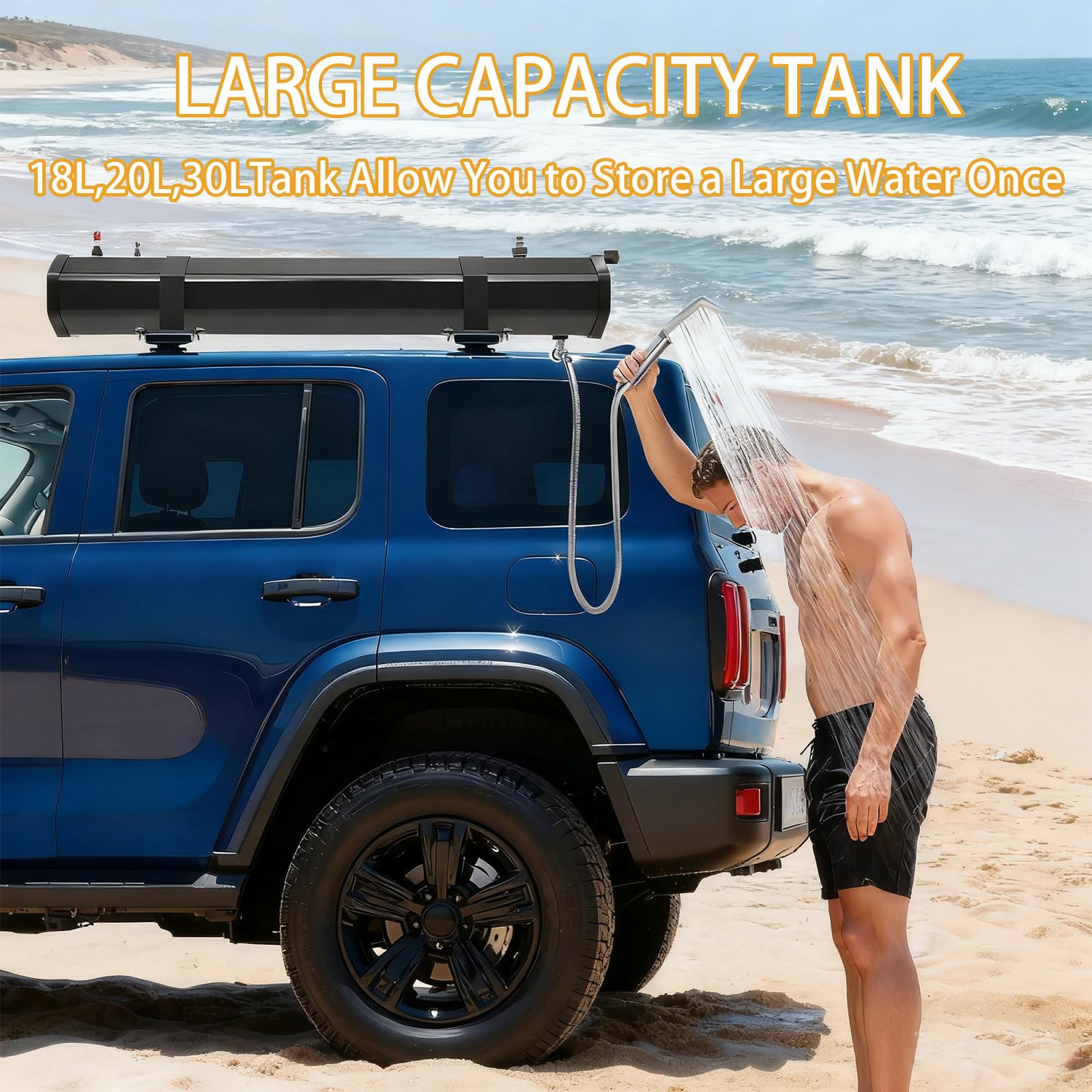 Camping Dusche, Solardusche mit Handbrause, Wasserbehälter mit 18 l, 30 l Optionen, Offroad-Dusche, Tragbarer Wassertank für Overlanding, für Camping, Strandurlaub, Tierpflege 18L