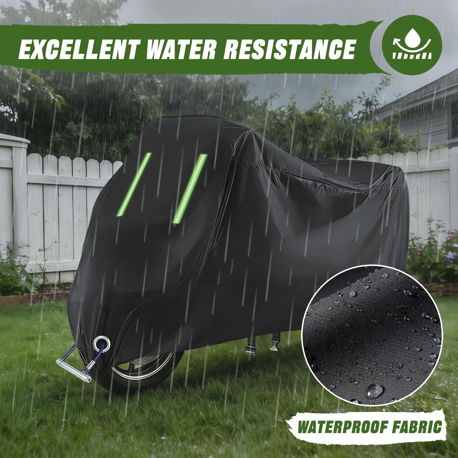 Funda Moto para Royal Enfield Classic 350 2022-2024|Funda Moto Todas Estaciones Lluvia Polvo para Almacenamiento Exterior | Accesorios con Tiras Reflectantes y Agujeros para Candado