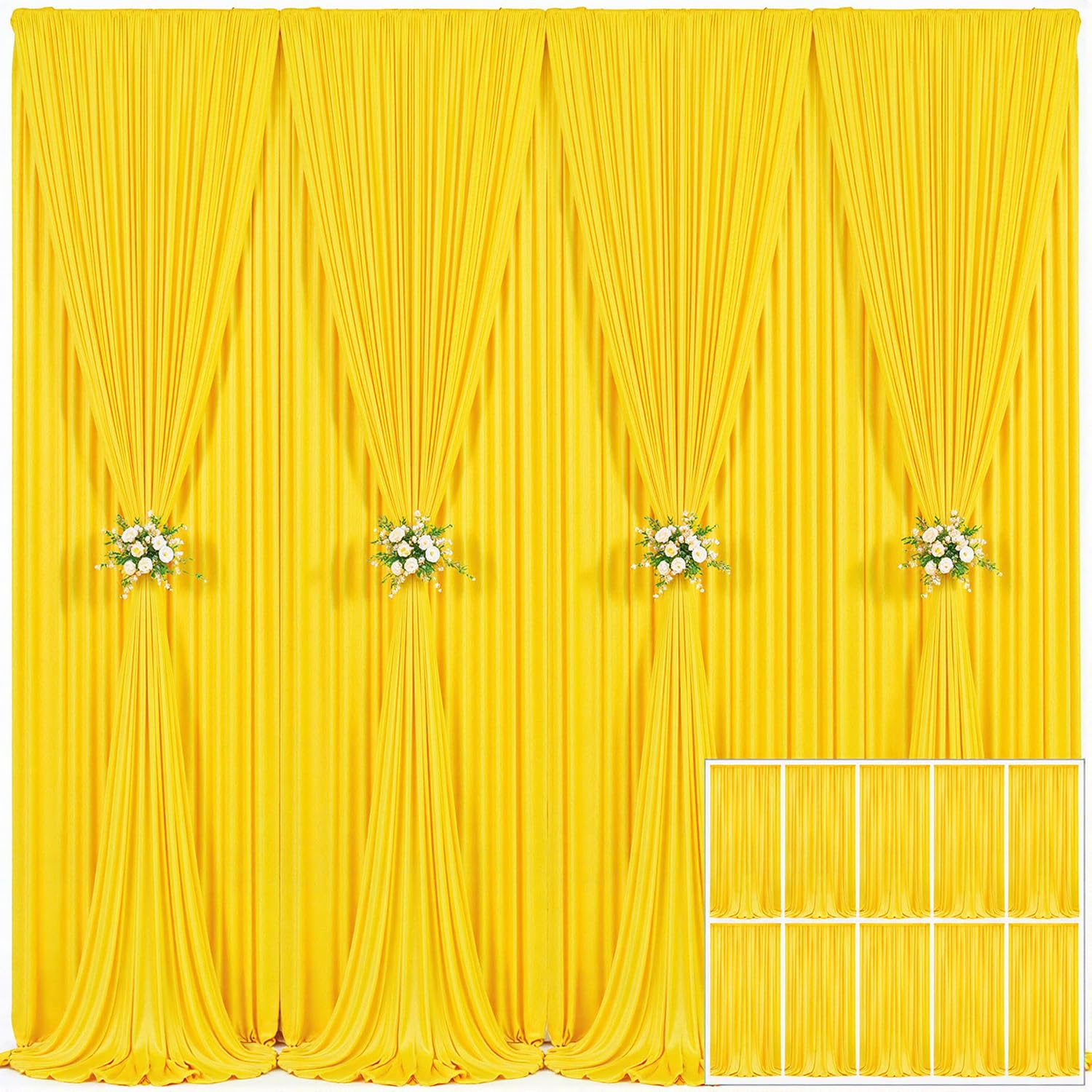 10x10 Champagne Backdrop Curtain for Parties Wedding Baby Shower Wrinkle Free Photo Curtains Backdrop Drapes Fabric Decoration for Bridal Shower 5ft x 10ft,2 Panels — view 101