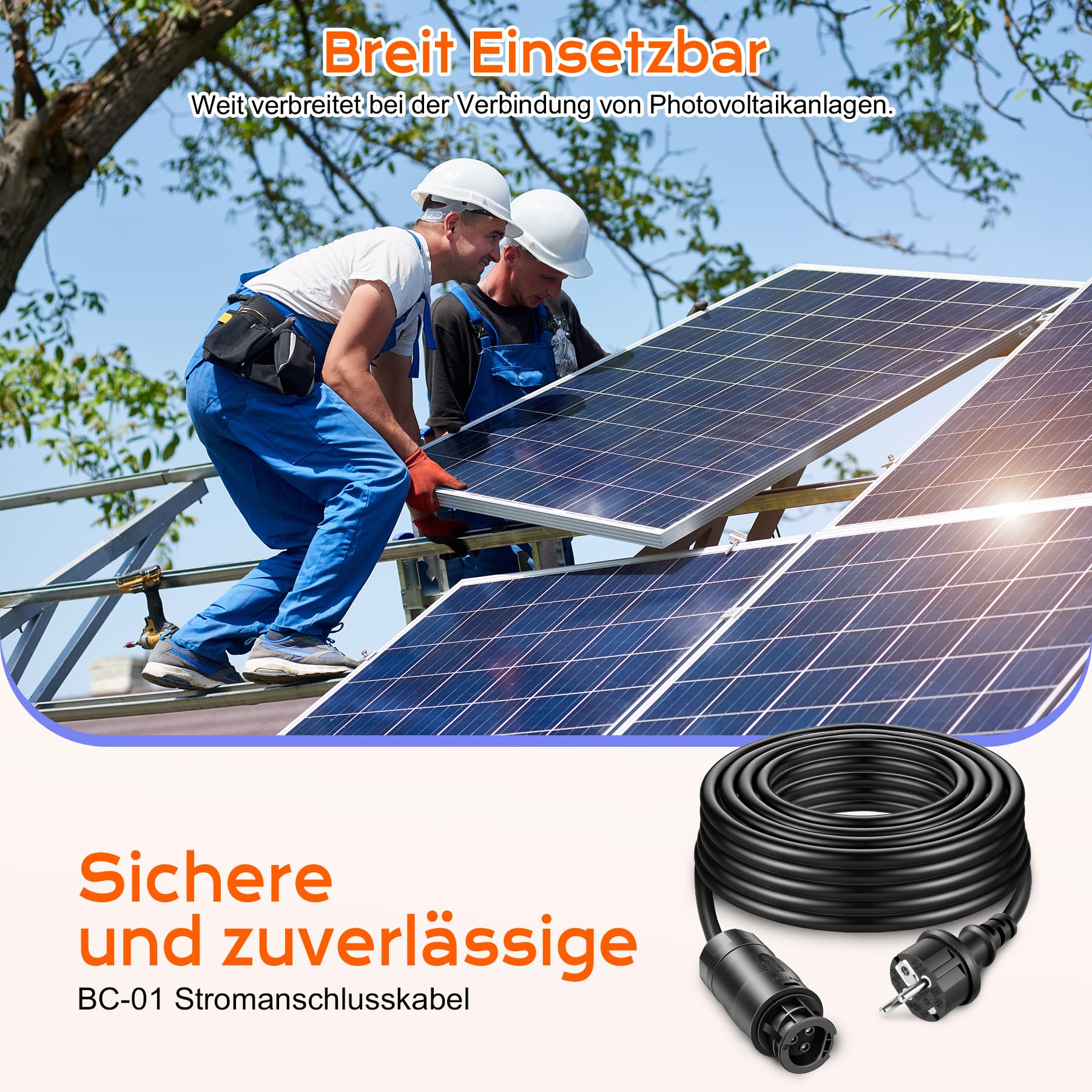 BC-01 Cable 10M, Conector BC-01 a Enchufe Schuko, Cable de conexión para balconera Betteri BC01 Apto para una Amplia Variedad de microinversores