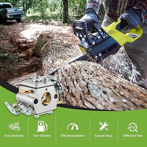 Miniatura 2 de 309376002 Carburador para Ryobi RY3714 RY3716 Motosierra de gas Carb con bombilla de cebador bujía filtro de combustible