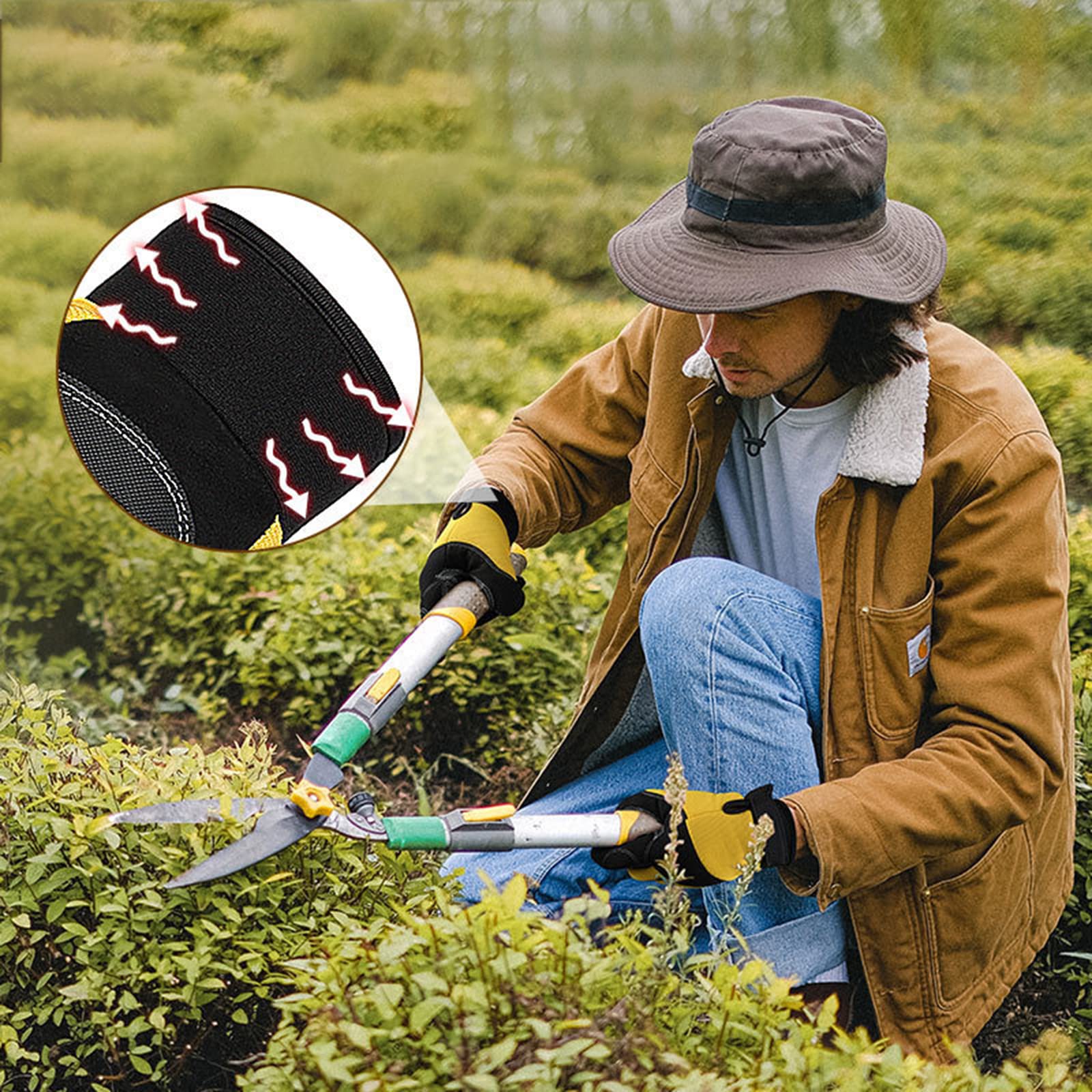 Leder Garten Werkzeug mit Klettverschluss Touchscreen Arbeitshandschuhe Dornenfest Rosenhandschuhe Gartenhandschuhe für Garten und Bodenarbeiten