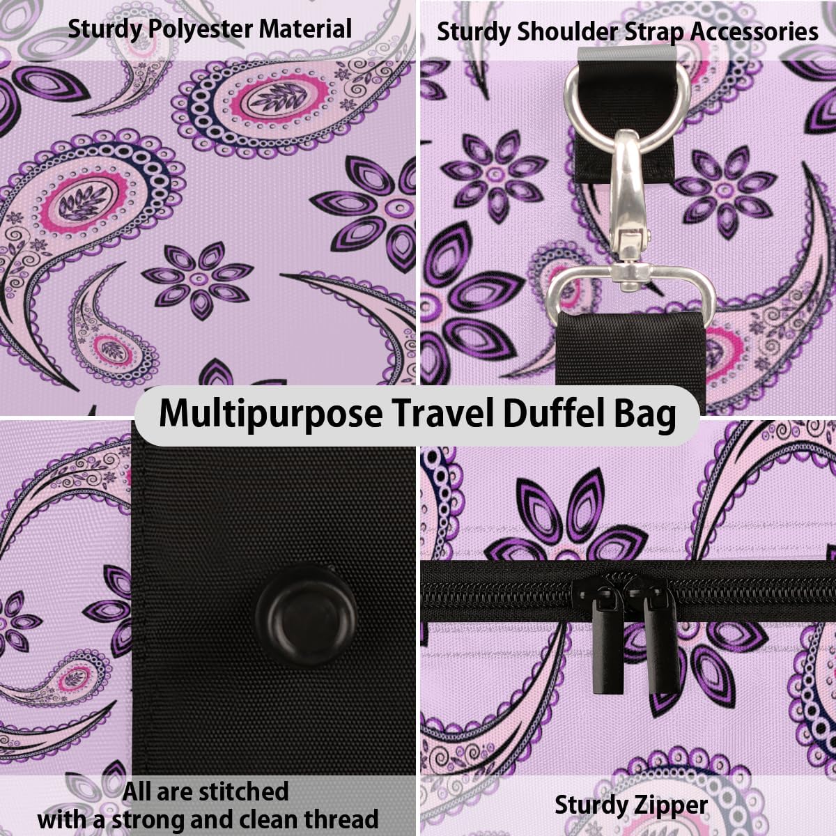 Perris Flowers Travel Duffel Bag for Women Men Large Capacity Overnight Weekender Bags for Lightweight Waterproof Sport Gym Bag for Workout Yoga Swim