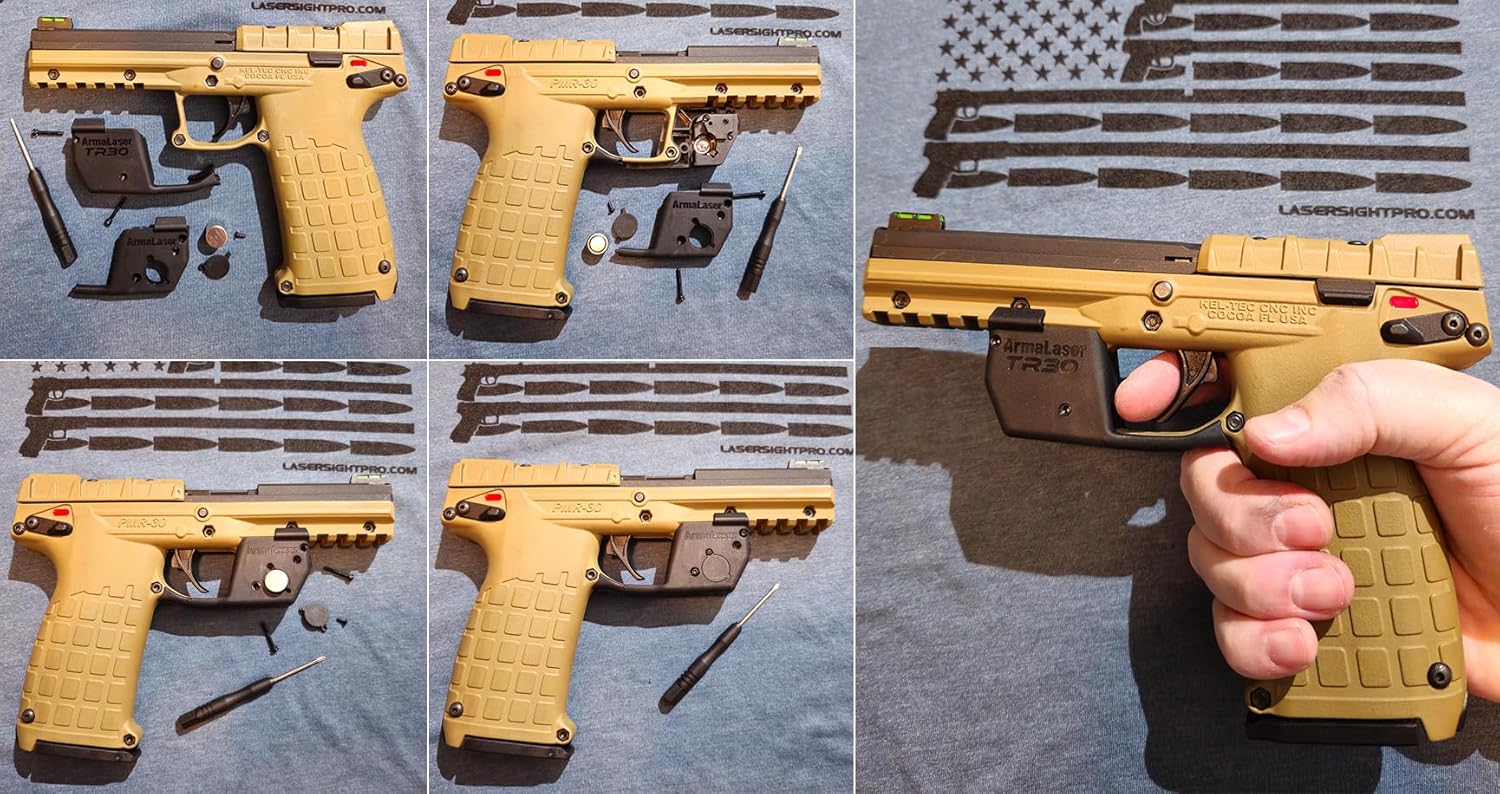 Laser Kit for Kel-Tec® PMR-30® w/LASERPRO® Holster, Touch-Activated ArmaLaser TR30GS / TR30G / TR30-G Green Laser Sight & 2 Extra Batteries