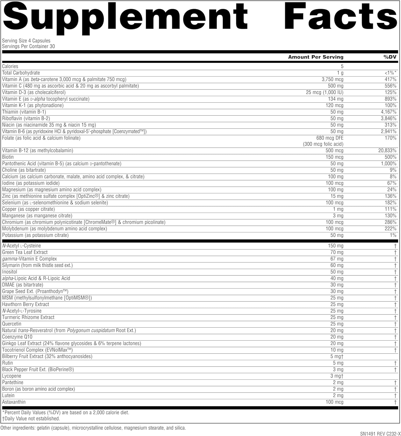 Source Naturals Life Force Multiple Iron Free Daily Multivitamin High Potency Essential Vitamins, Minerals, Antioxidants & Nutrients - Energy & Immune Boost* - 120 Capsules