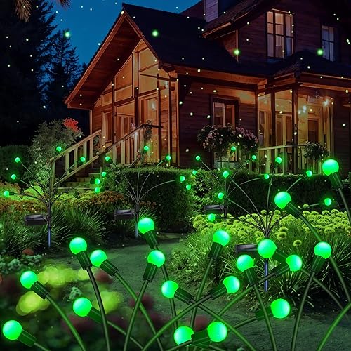 Miniatura 10 de Luces solares de jardín al aire libre, paquete de 4, 32 LED, luz oscilante impermeable, luces solares al aire libre para jardín, camino, patio