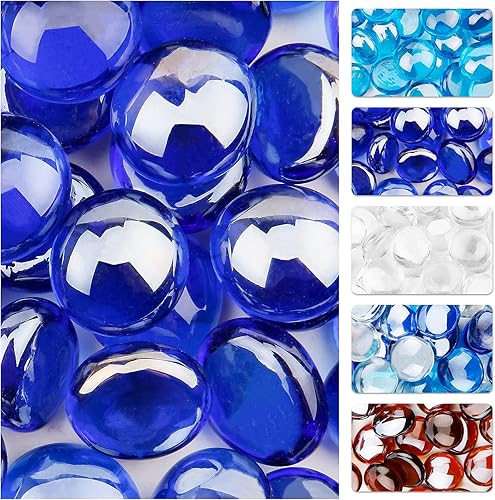 Utheer Cuentas de vidrio para fuego, vidrio redondo de 12 pulgada para chimenea de gas, rocas de vidrio para interiores y exteriores, cuentas de