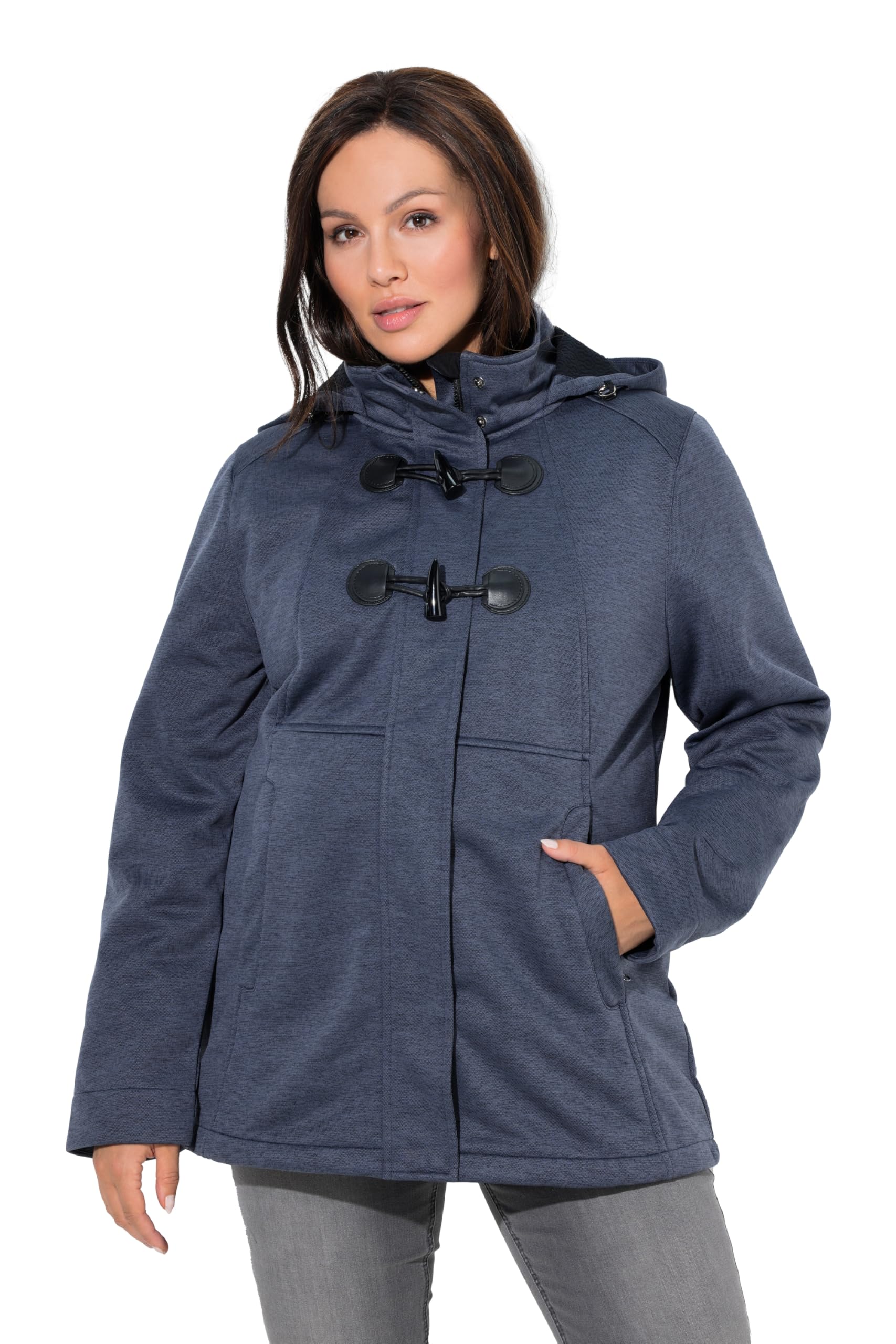 Ulla Popken Damen große Größen Übergrößen Plus Size HYPRAR Softshelljacke, Knebelknöpfe, wasserabweisend 846744