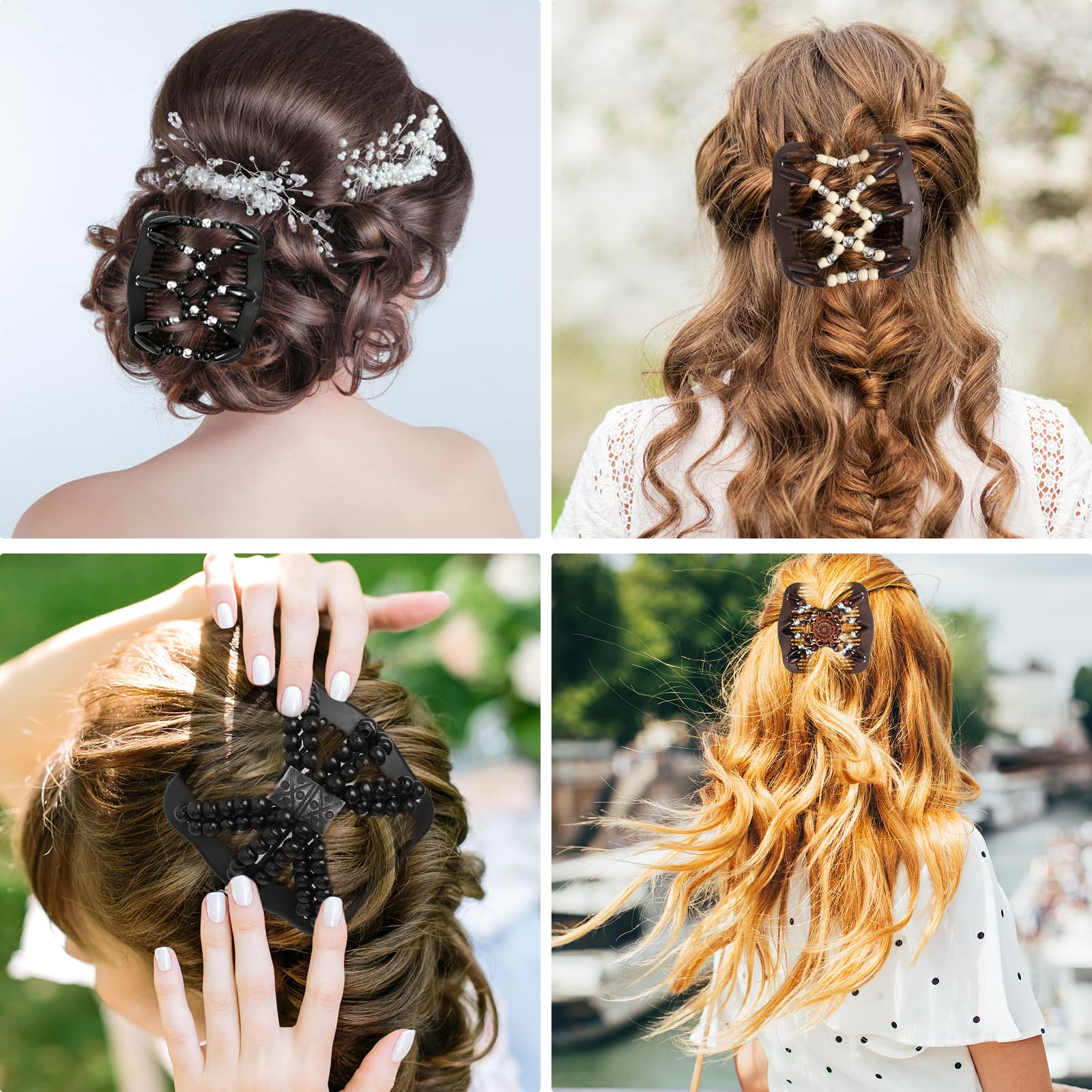Dadabig 7 PCS Magic Hair Combs Pinza de Pelo Elástica Doble Clips Peinetas Elásticas de Pelo para Mujer Moda Mágica Peine para el Cabello Mágico(9.9 * 6cm, 7 estilos)
