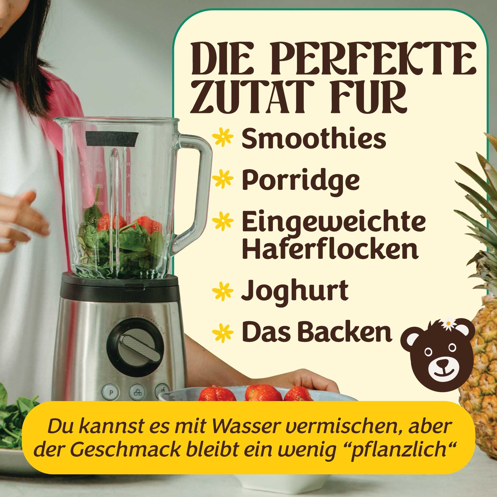 Boho Bio Veganes Proteinpulver (1kg - ohne Dosierlöffel) - ohne Süßungsmittel, ohne Aromen, ohne Gluten, Laktosefrei, Mehrkomponenten Vegan Protein
