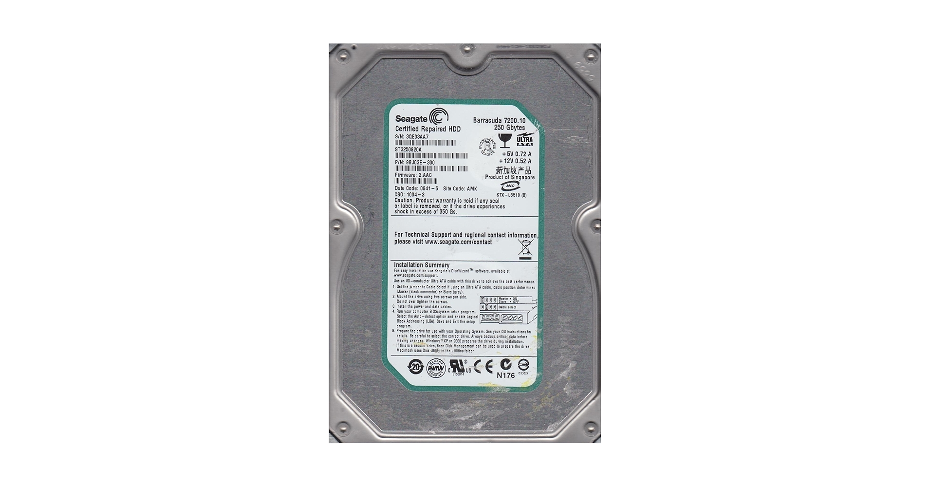 (未使用･未開封品)　St380815a Seagate Barracuda 80Gb 7200Rpm Ultra Ata-100 Ide Buffer 8Mb vf3p617 Amazon.com: St380815a Seagate Barracuda 80Gb 7200Rpm Ultra