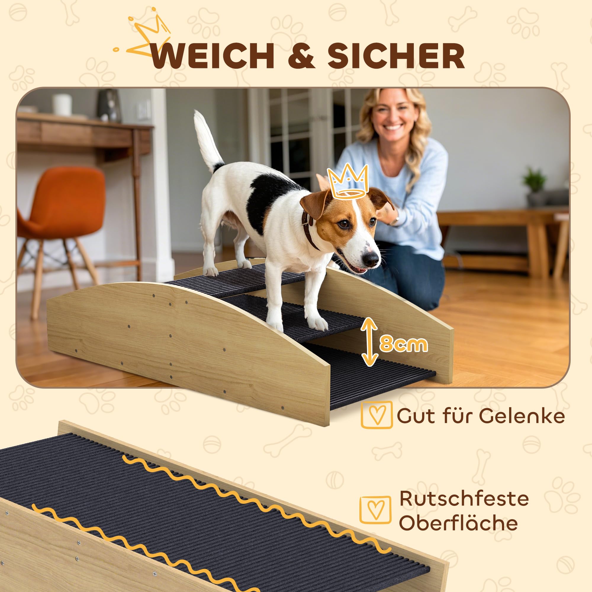 PawHut 2-in-1 Hundewippe für Kleine Hunde Welpen 80x39,5x20 cm Naturholz | Hunde Agility Wippe aus Holz, Rutschfeste Oberfläche, Hundetraining für Balance, für Mittelgroße Hund unter 15 kg