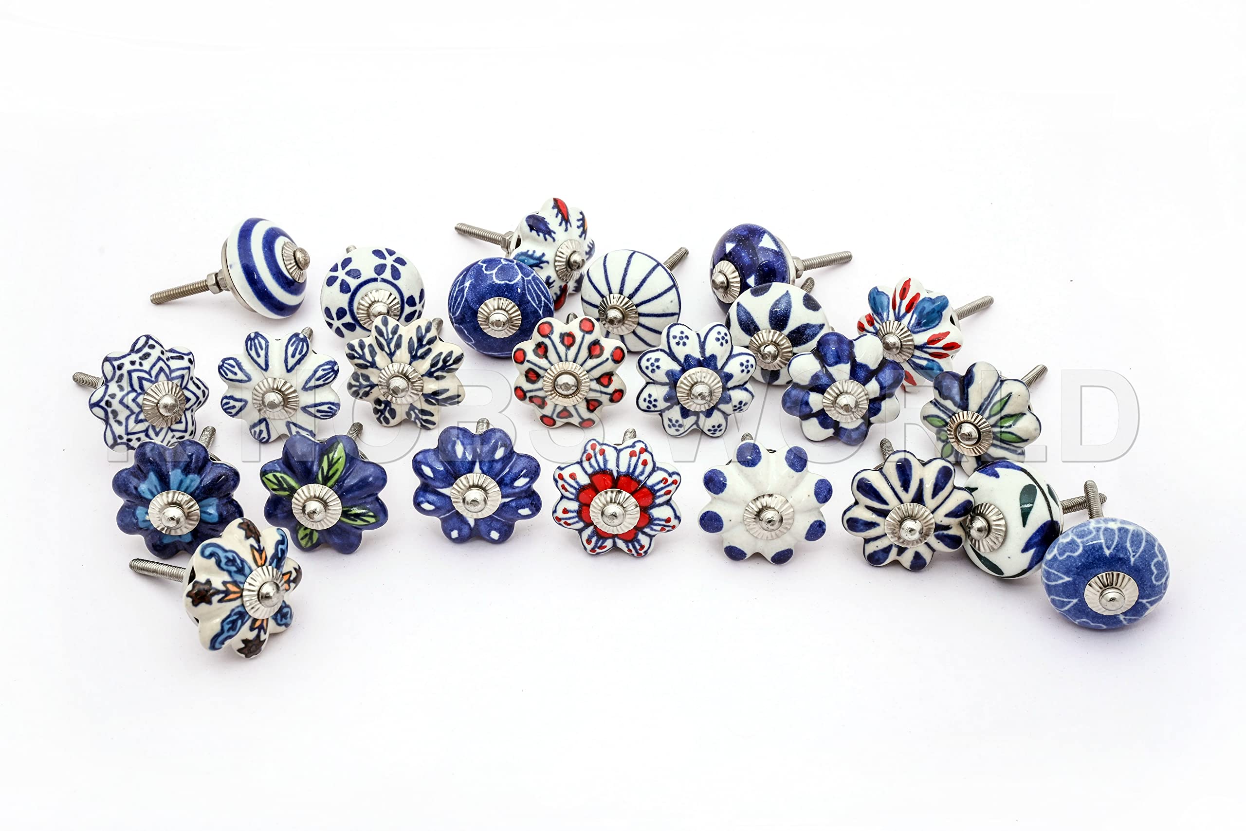 Lot De Boutons Bleus Et Blancs Tourbillon Demi-boule - Diamètre 1,1 Cm - Environ 43 Pièces - Occasion