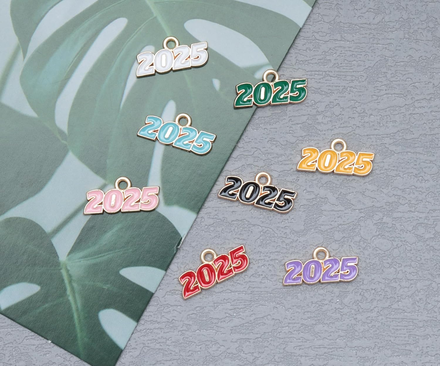 40 Pcs 2025 Enamel New Year Charms Colorful 0.7 x 0.3 Inch Metal Vintage Pendants for Women DIY Jewelry Making Necklace Earring Bracelets Crafting Project Supplies - Image 2